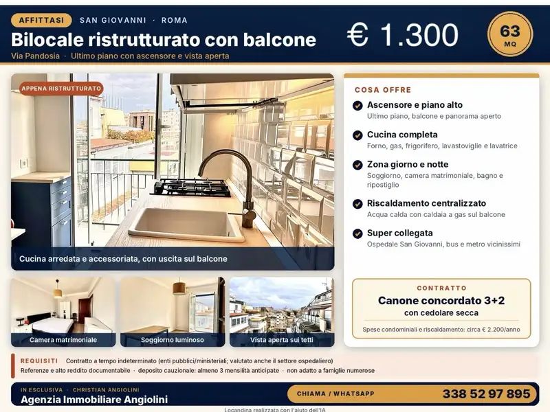 ROMA Affitto San Giovanni, Via Pandosia — Bilocale ristrutturato con balcone